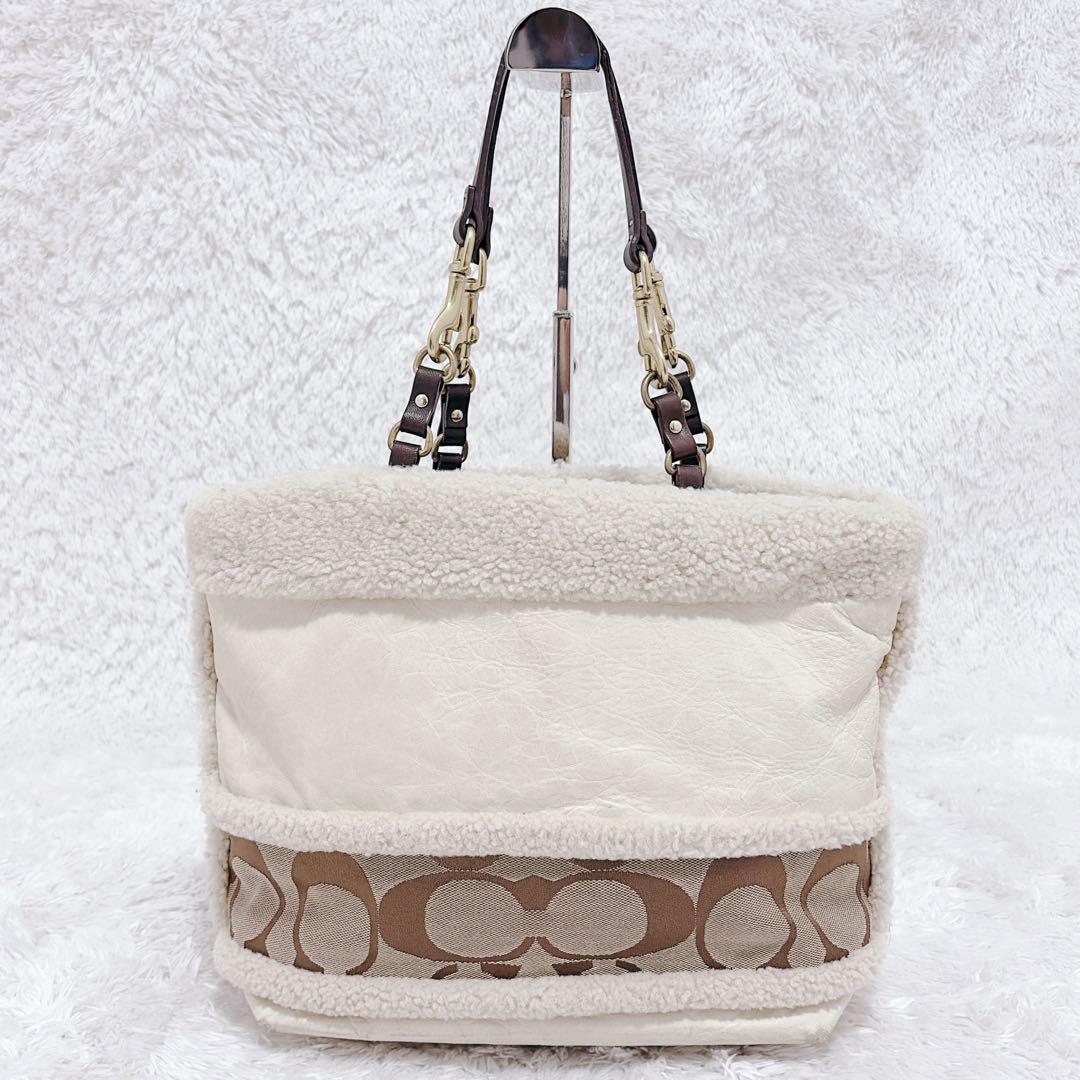 COACH コーチ ハンドバッグ ボア シグネチャー レザー
