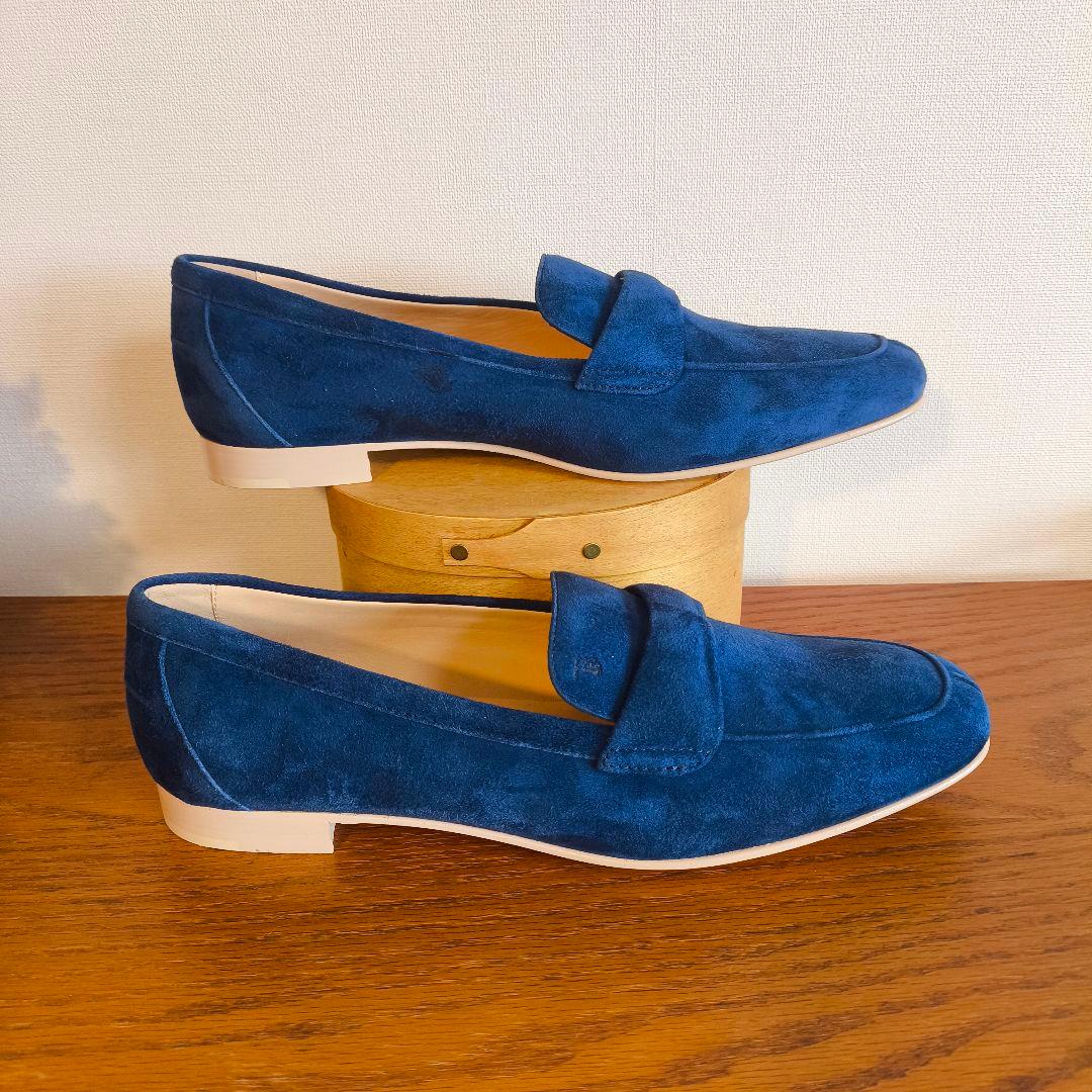 meGU　トッズ　レディース　ローファー　スウェード　ブルー　38 1/2