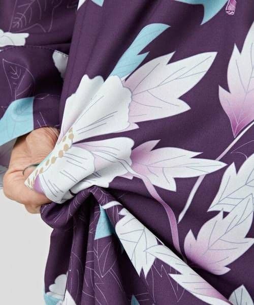 新品【カヤ】金鳳花　(きんぽうげ)　羽織付きワンピース　紫　着物