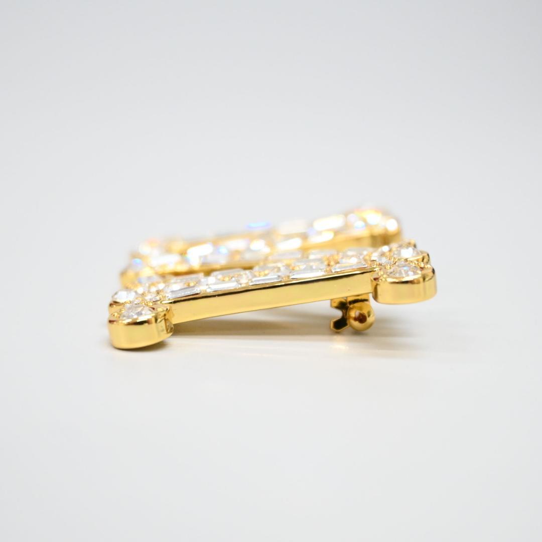 ■ 45617★年 マックスマーラ ブローチ ゴールド ラインストーン ビジュー