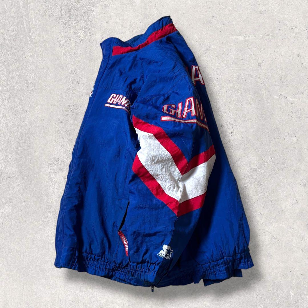 90s NFLナイロンジャケット中綿フーディーSTARTERジャイアンツ古着XL