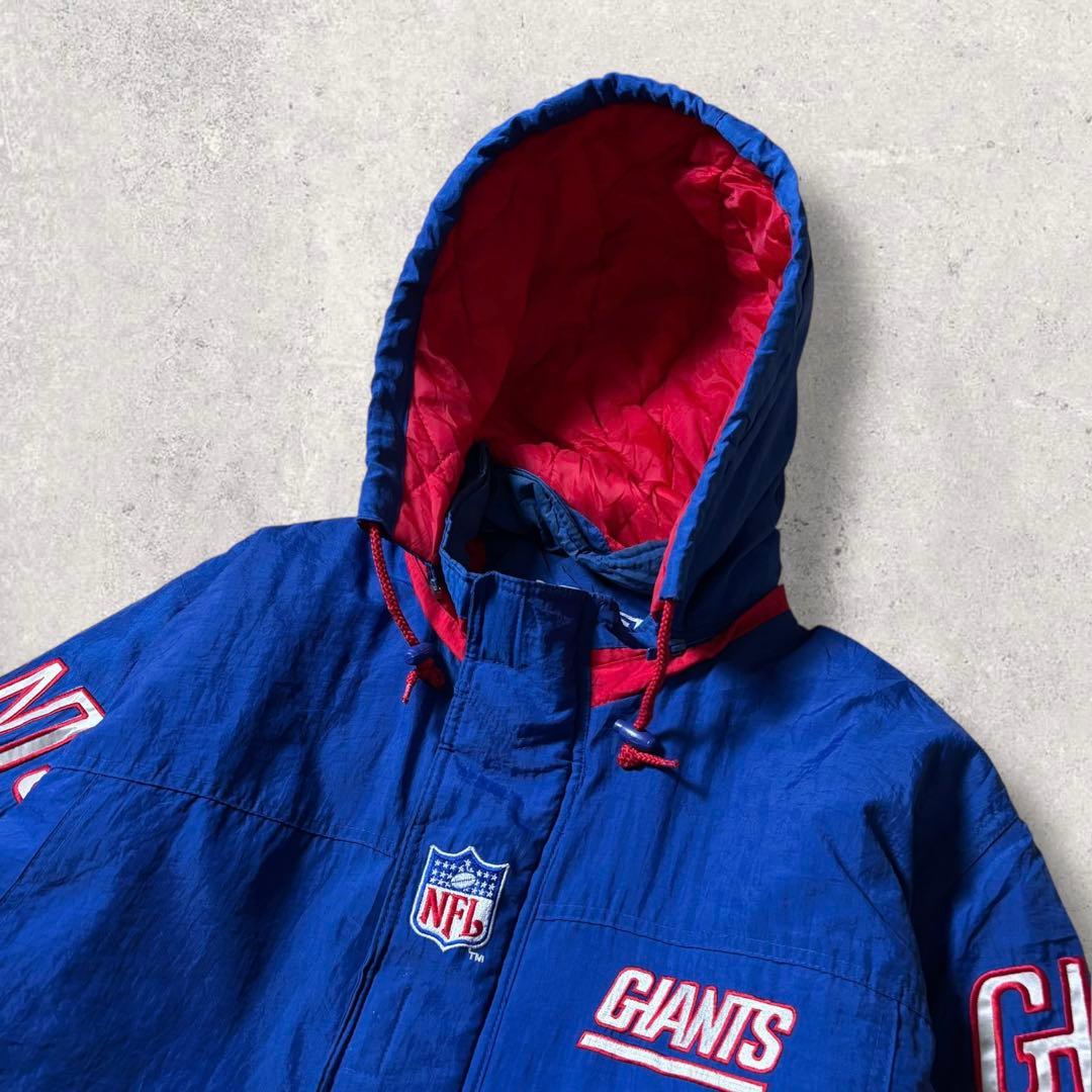 90s NFLナイロンジャケット中綿フーディーSTARTERジャイアンツ古着XL