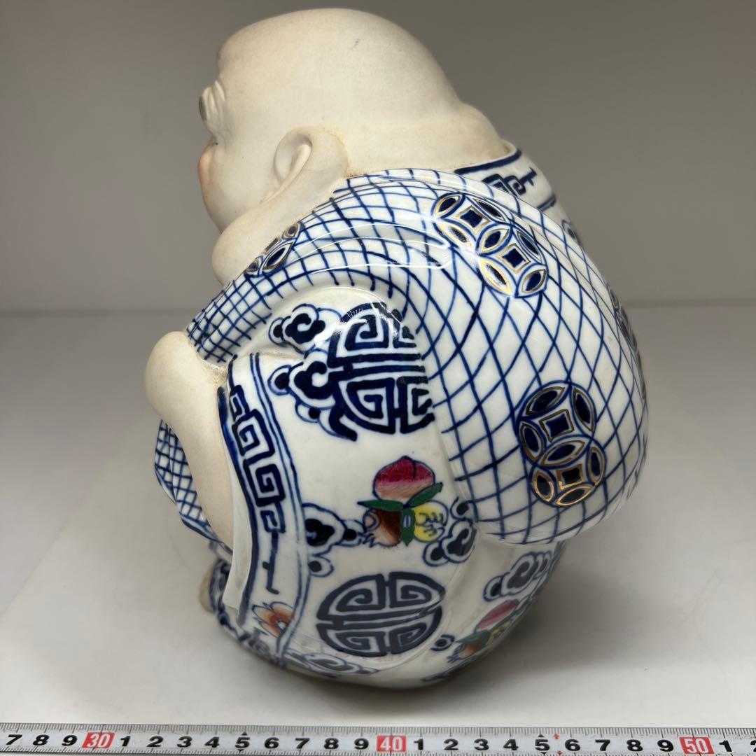 中国美術　景徳鎮布袋置物　高さ約24㎝ 東Y7-0520⑤