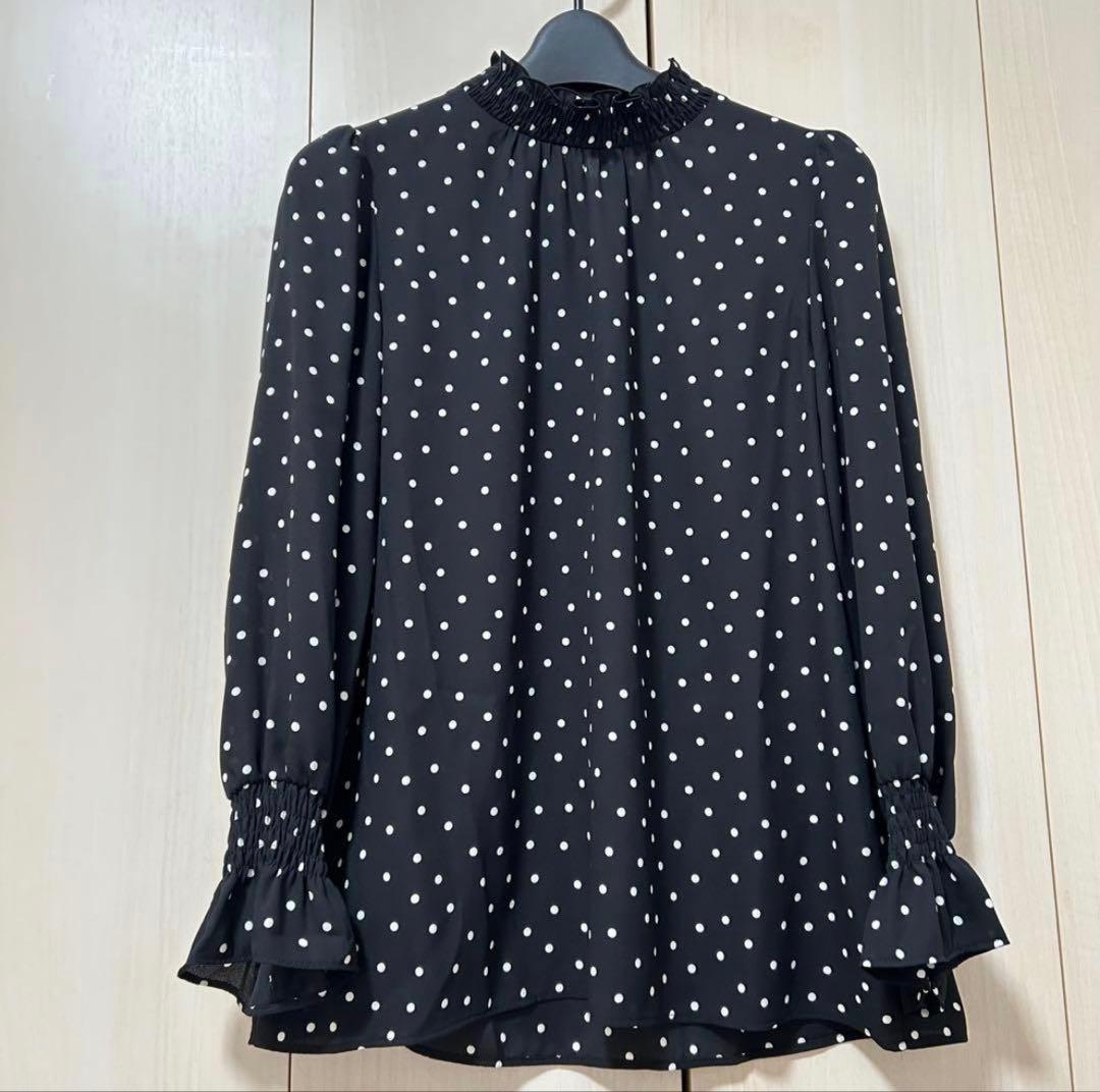 ANAYI ドットアムンゼンシャーリングブラウス 38 スタンドカラー 水玉