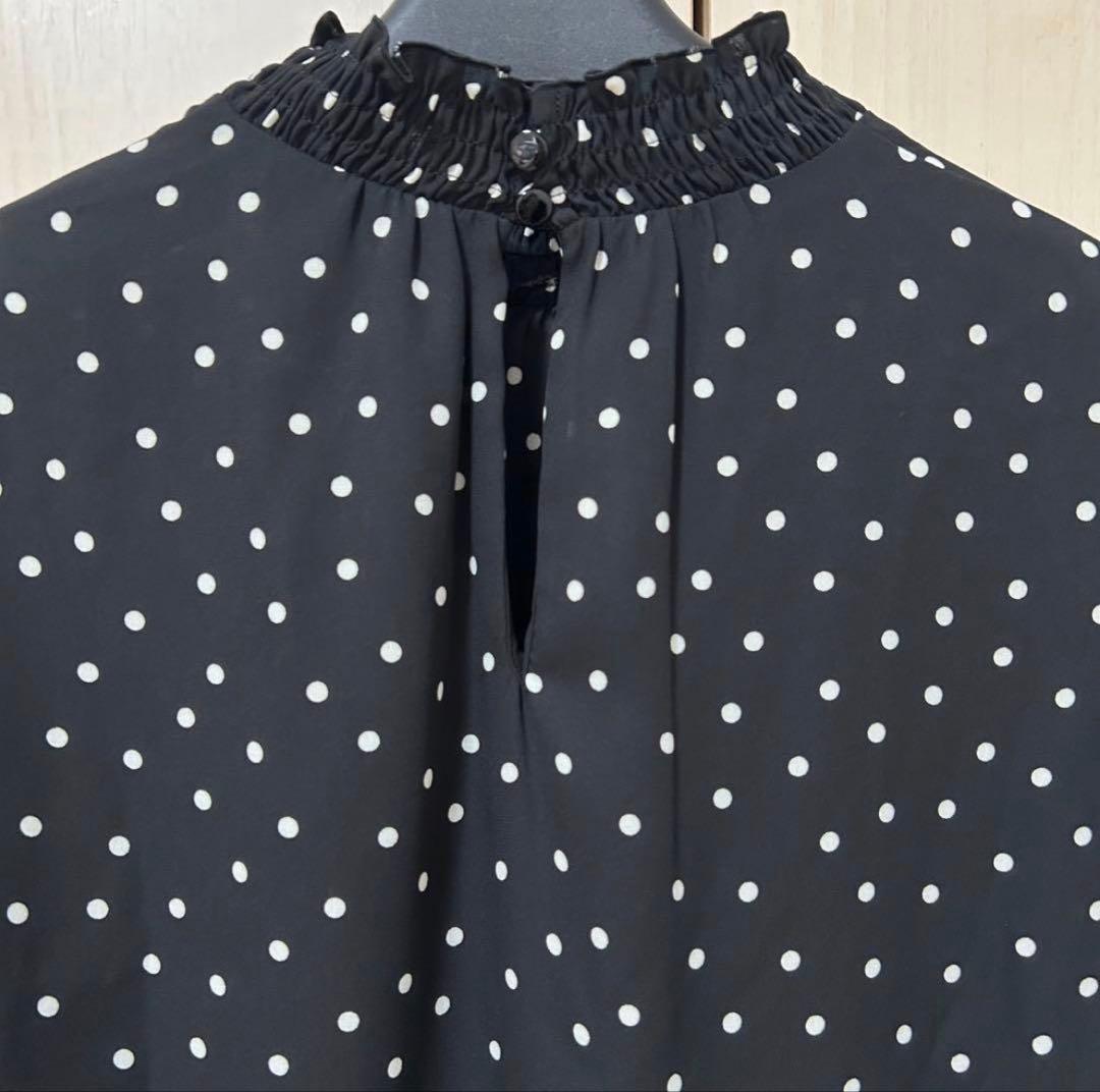 ANAYI ドットアムンゼンシャーリングブラウス 38 スタンドカラー 水玉