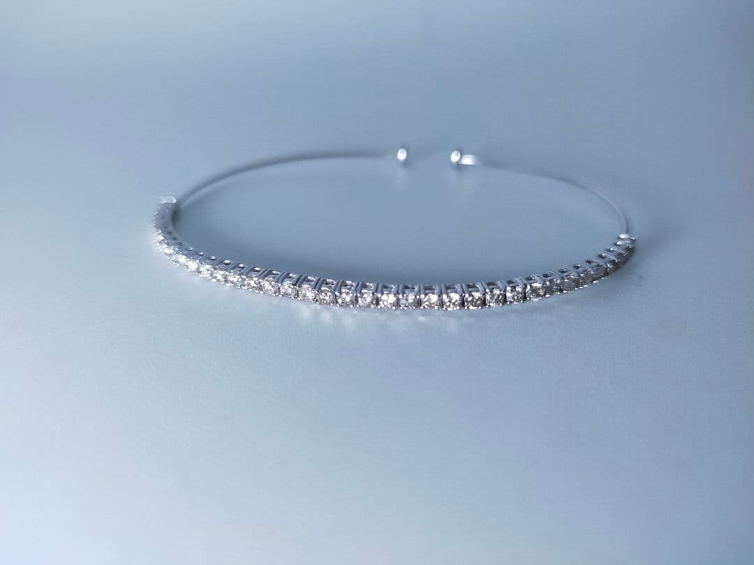 K14WG 14金 ホワイトゴールド 1ct ダイヤモンドバングル ブレスレット