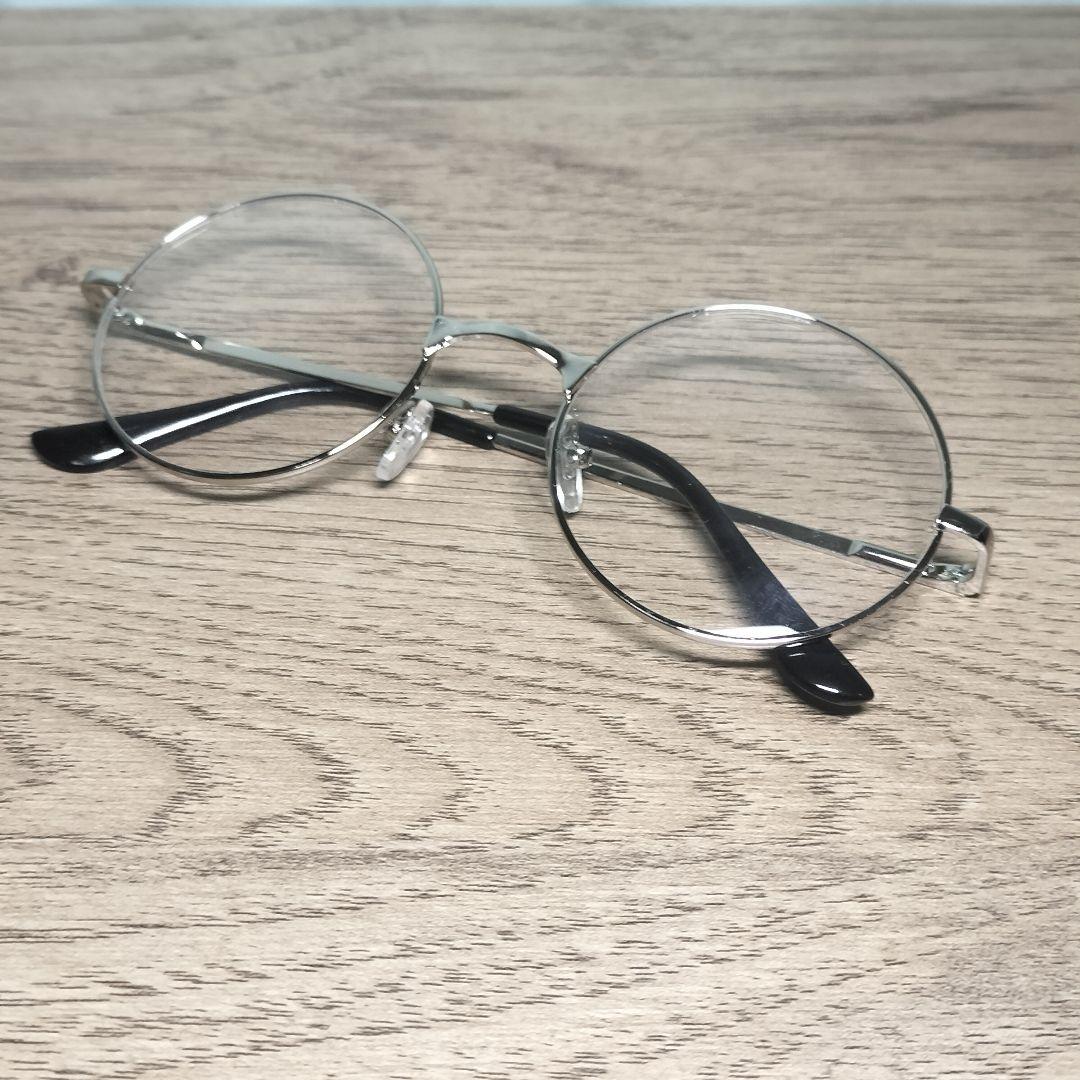 オシャレ 伊達メガネ ゴールドフレーム レトロ風