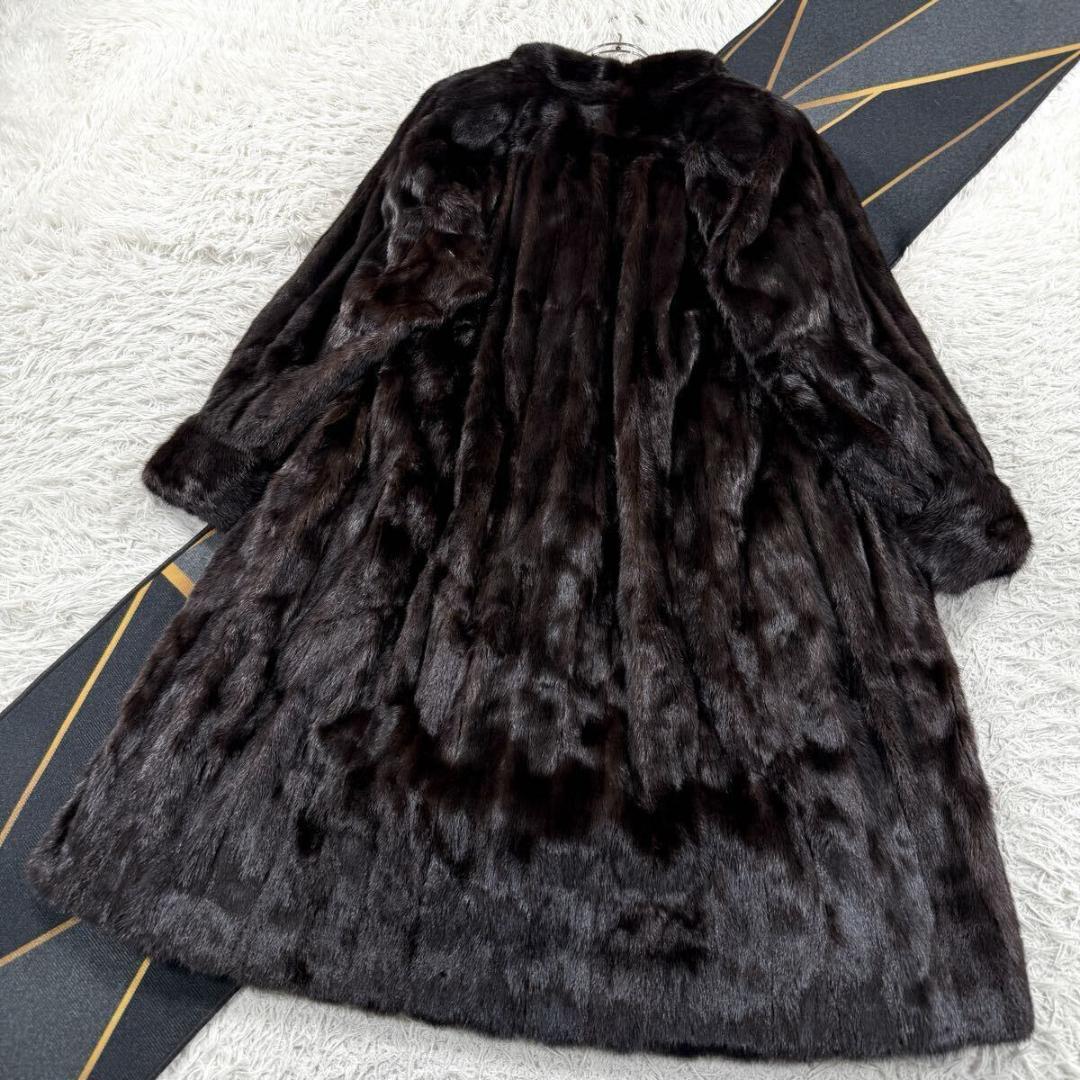 総丈112㎝ ランバン ブラックグラマ ミンク ファーコート XL相当 Aライン