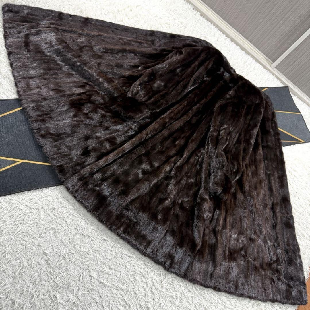 総丈112㎝ ランバン ブラックグラマ ミンク ファーコート XL相当 Aライン