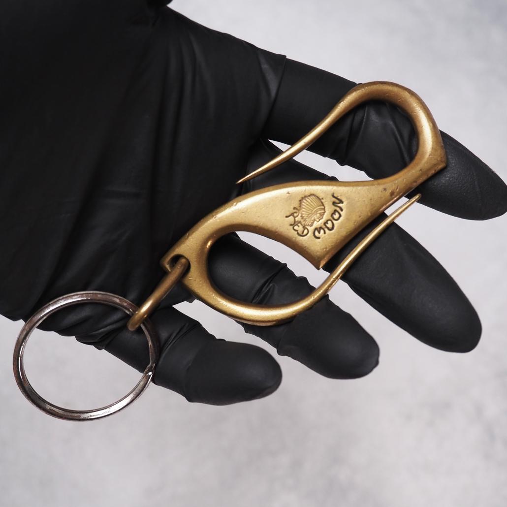 REDMOON S字フック キーホルダー 真鍮 ハンドメイド 限定品 ロゴ刻印