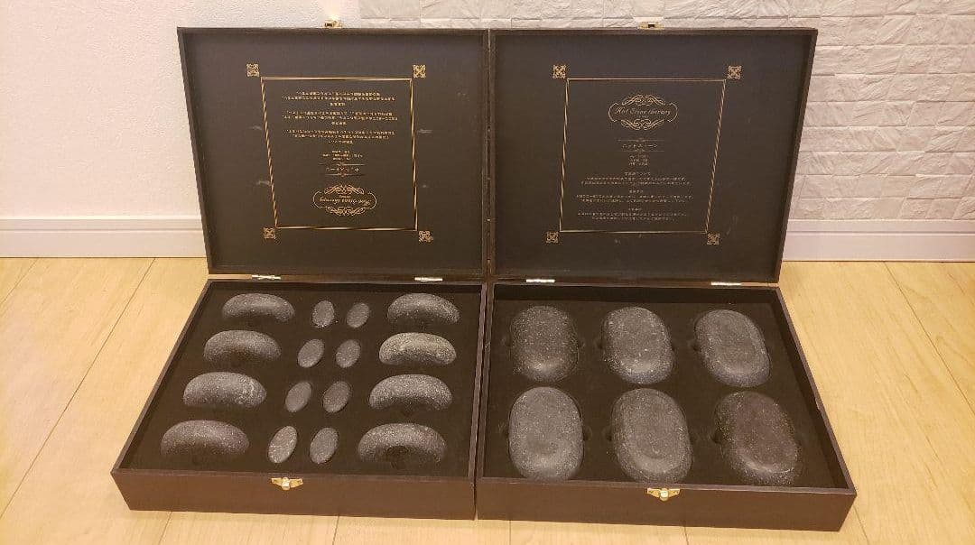 ●期間限定●業務用一式 収納木箱付きホットストーン 玄武石&ストーンウォーマー