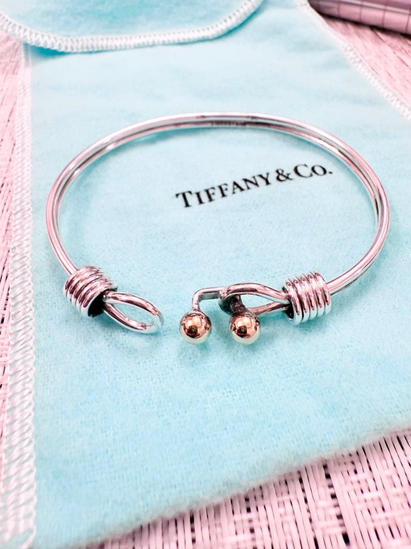 ティファニー ダブルフックアンドアイ バングル 925 750 コンビ