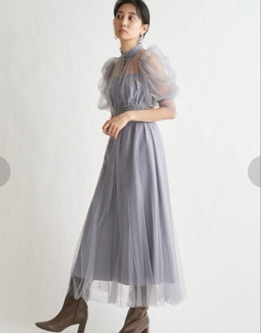 SNIDELスナイデル　ドット柄チュールドレス