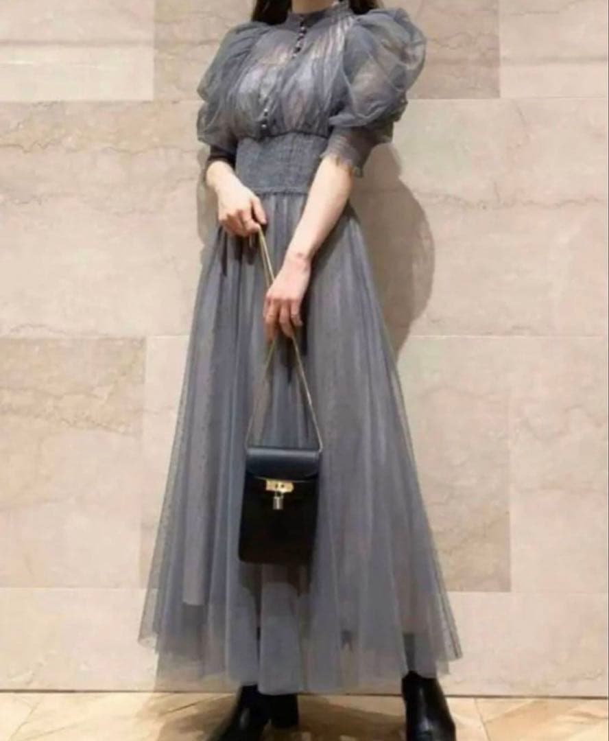 SNIDELスナイデル　ドット柄チュールドレス