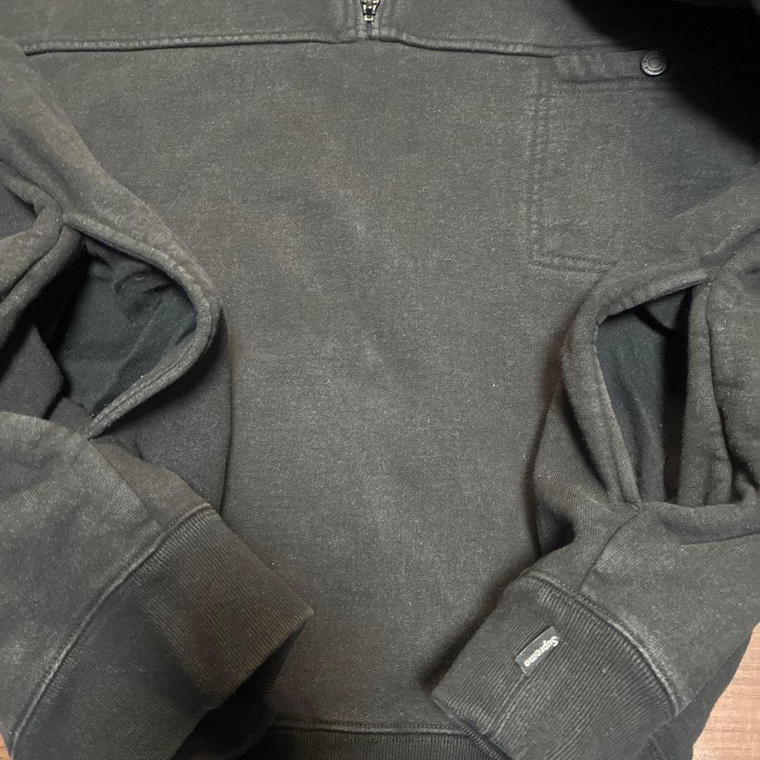 Supreme ブラック ジップアップ スウェットL短丈 BOXシルエット