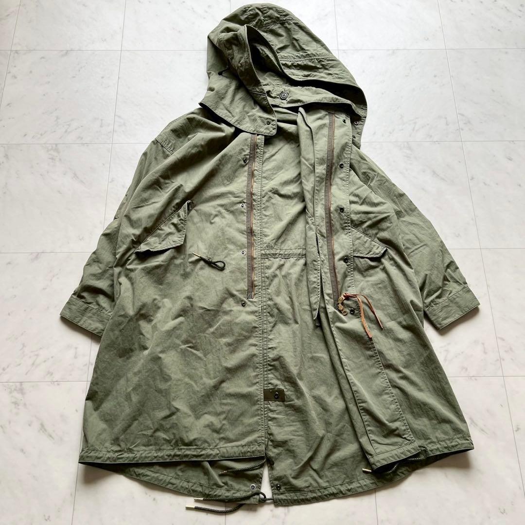 定価4万 kha:ki カーキ コットン×ナイロン硫化ウェザーミリタリーコート