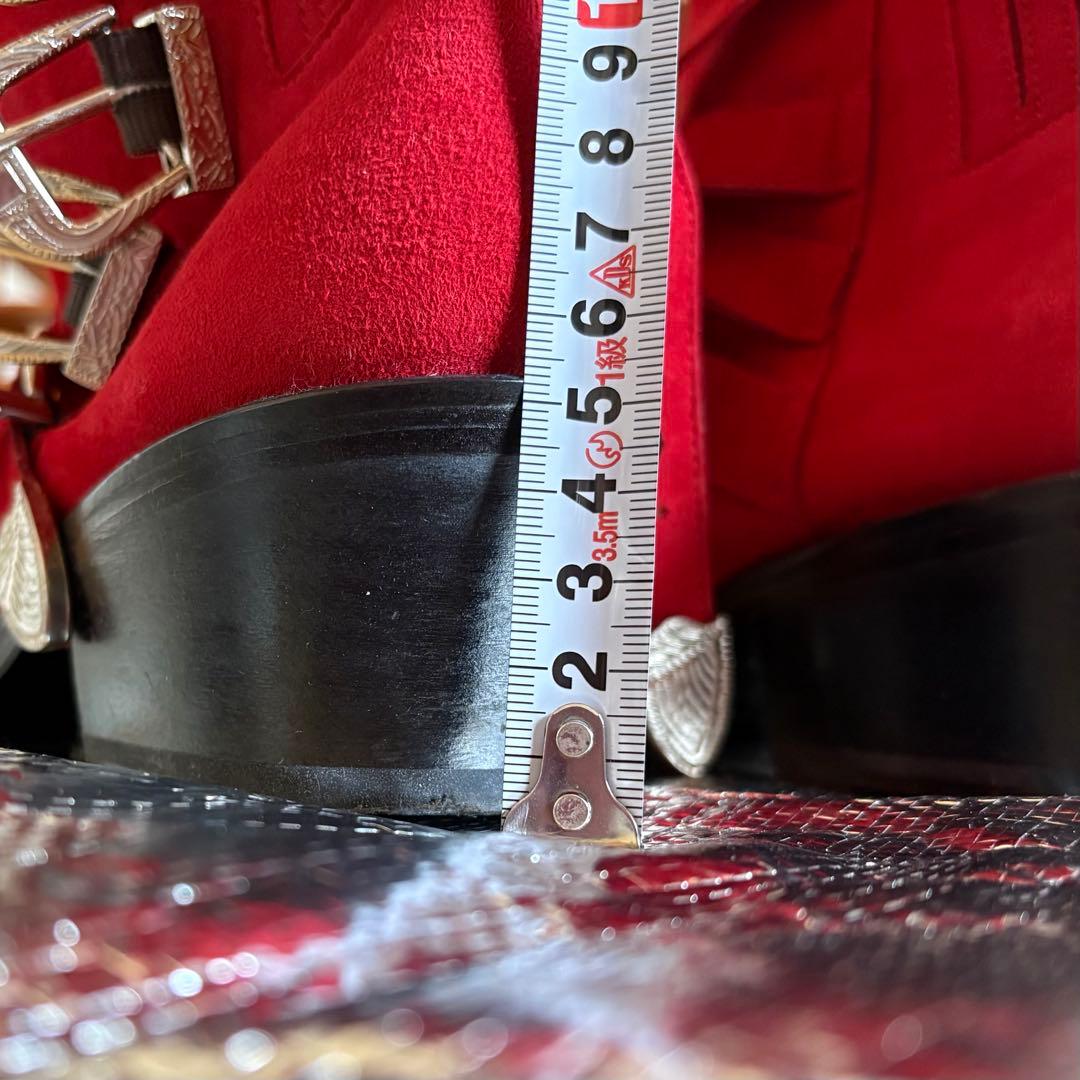 TOGAトーガ ★赤 スエード メタル ベルト ウエスタンブーツ