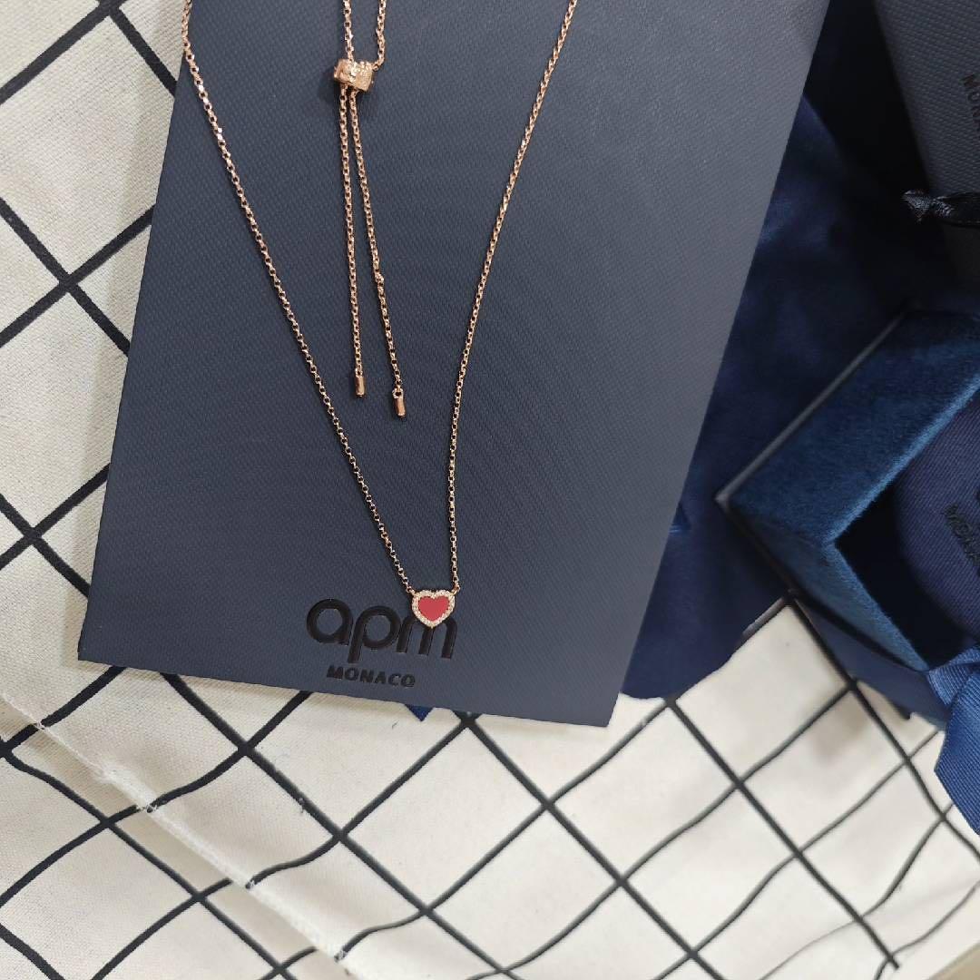 apm Monaco ローズゴールド ハート型ネックレス
