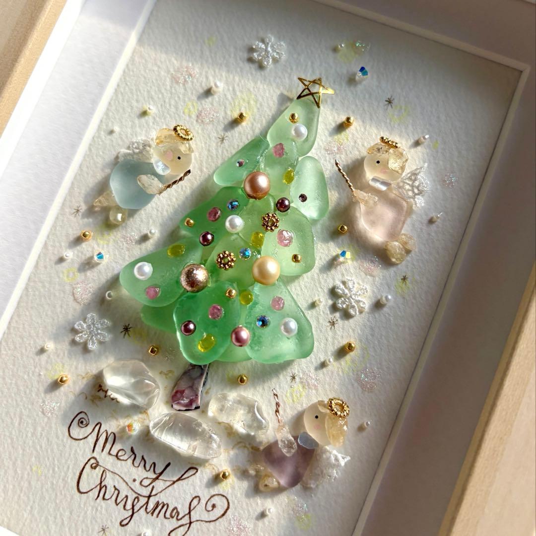 8 天使の集うクリスマスツリー　シーグラスアート