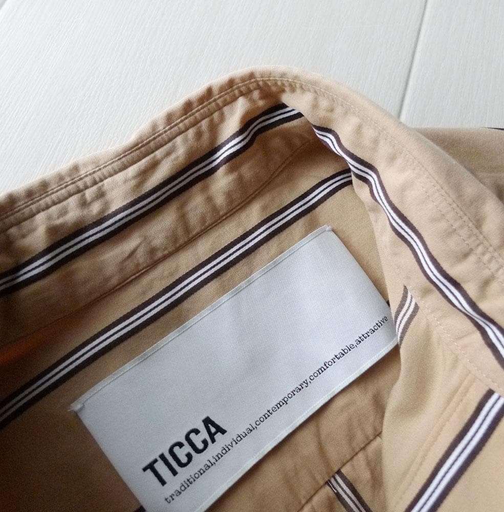 美品 TICCA 3万円 ストライプ柄シャツワンピース ロングワンピース 330