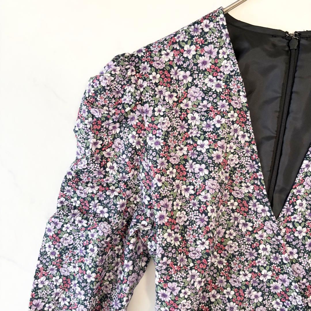 OBLI オブリ ワンピース フラワー ロング 新品 ラップ 花柄 パープル