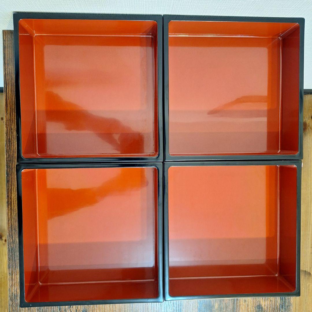 木曽漆器 五段重 家紋入り 重箱 ②