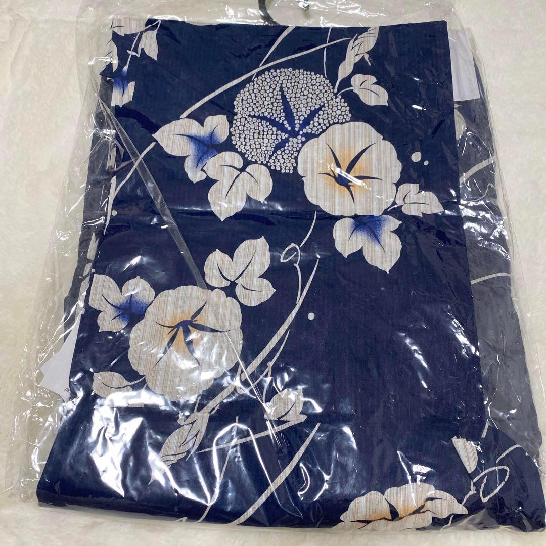 【新品】ボヌールセゾン SOUBIEN 浴衣３点セット 浴衣 帯 下駄 朝顔