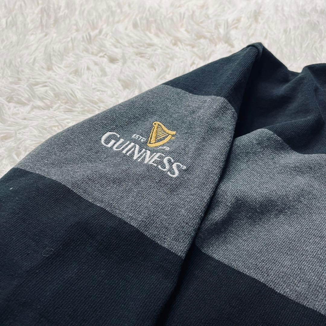 BARBARIAN ボーダー フーデット ラガーシャツ ブラック/グレーXL