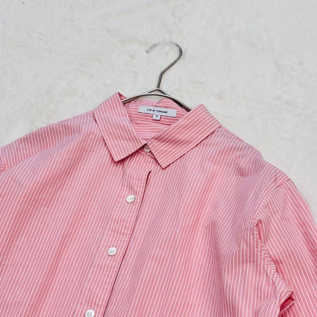 美品　23区 24SS CANCLINI シャツ ピンクストライプ　M