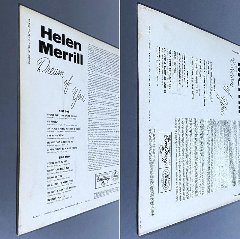 ★不朽の名作【USオリジナル／MONO／深溝／小ドラマーラベル】ヘレン・メリル