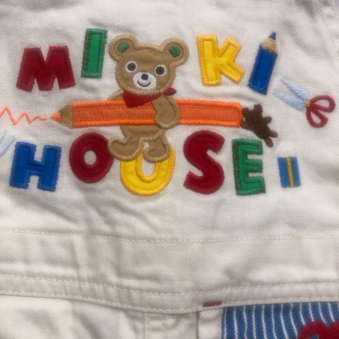 ミキハウス オーバーオールクリーム色M80〜90 定価27500円