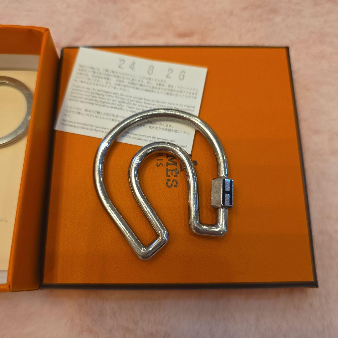 HERMES シルバー フック型キーホルダー