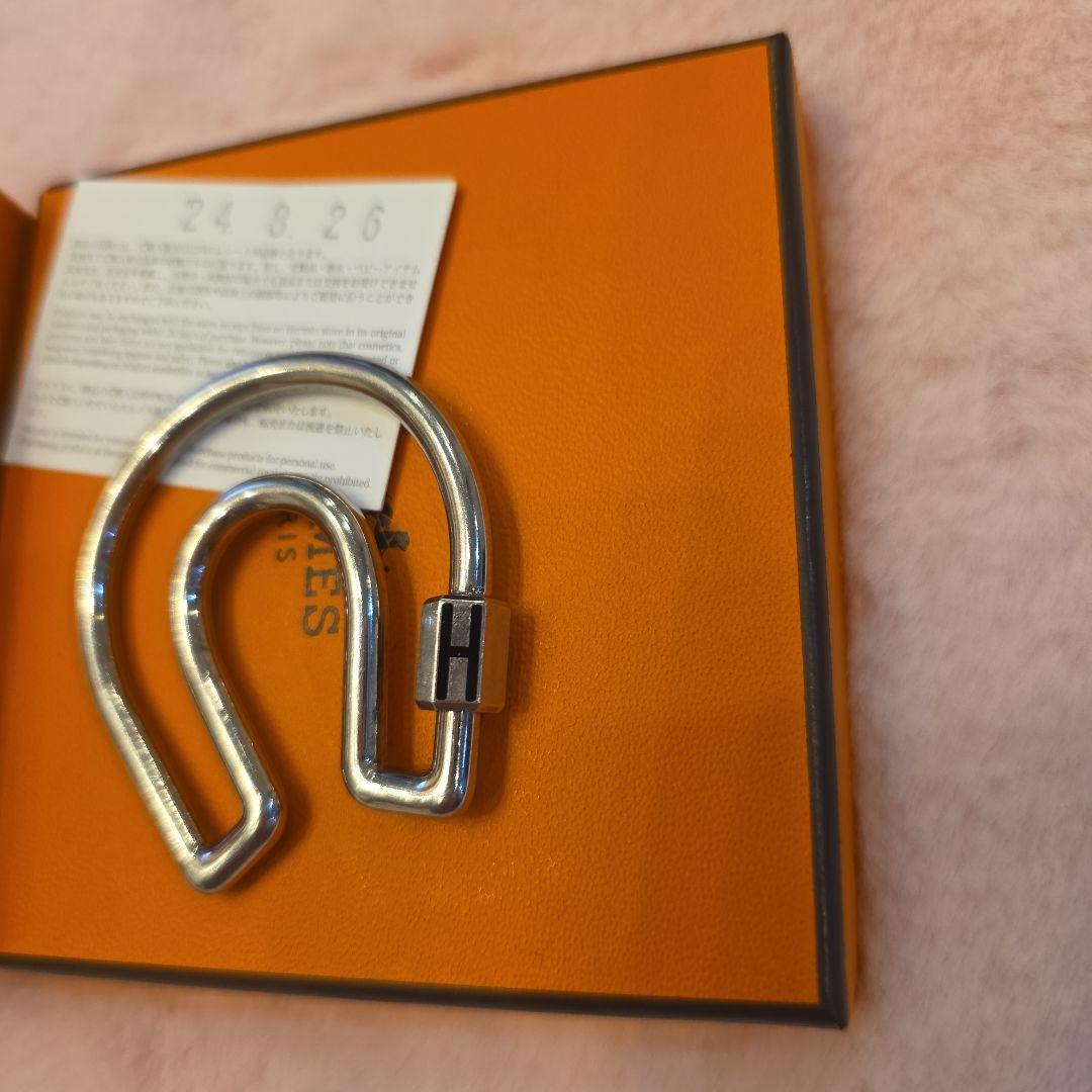 HERMES シルバー フック型キーホルダー