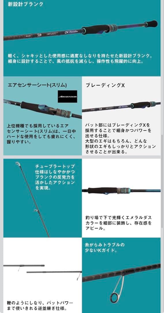 EMERALDAS X 83MLエギングロッド　ルビアスリール