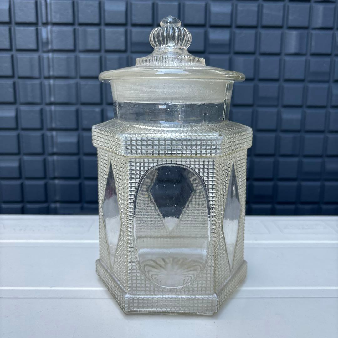 飴屋瓶 ガラス瓶 保存容器 ガラス 昭和レトロ 大正ロマン 六角形 珍しい