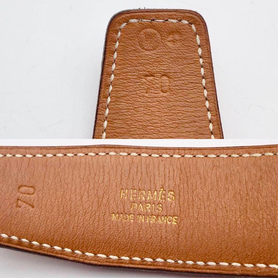 美品✨　エルメス　Hロゴ　コンスタンス　ベルト　ゴールド　キャメル　レザー