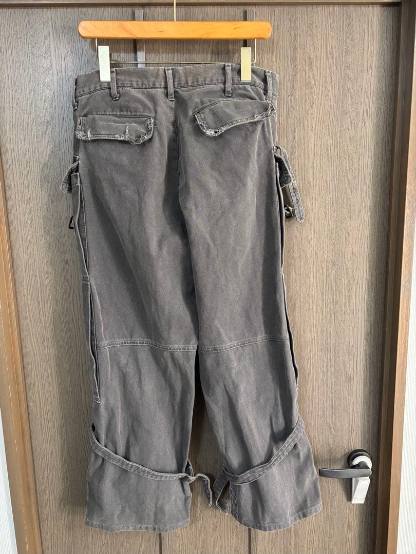 う*ぱ様 キミノリモリシタ　グレー 厚手綿カーゴパンツ ダメージ加工　kimin