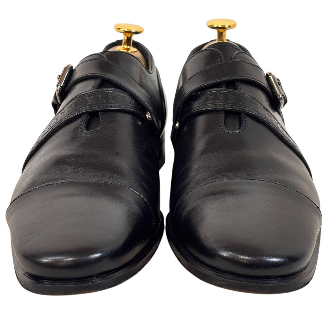 ルイヴィトン 6 1/2 25.5 レザー ビジネス モンクストラップ ブラック