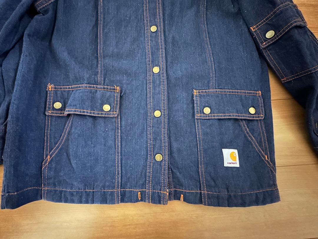 VINTAGEカーハートフード付デニムジャケット USA製Mサイズ