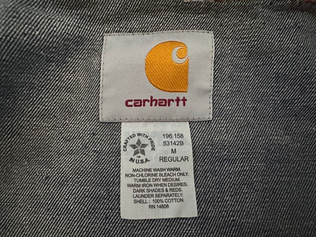 VINTAGEカーハートフード付デニムジャケット USA製Mサイズ