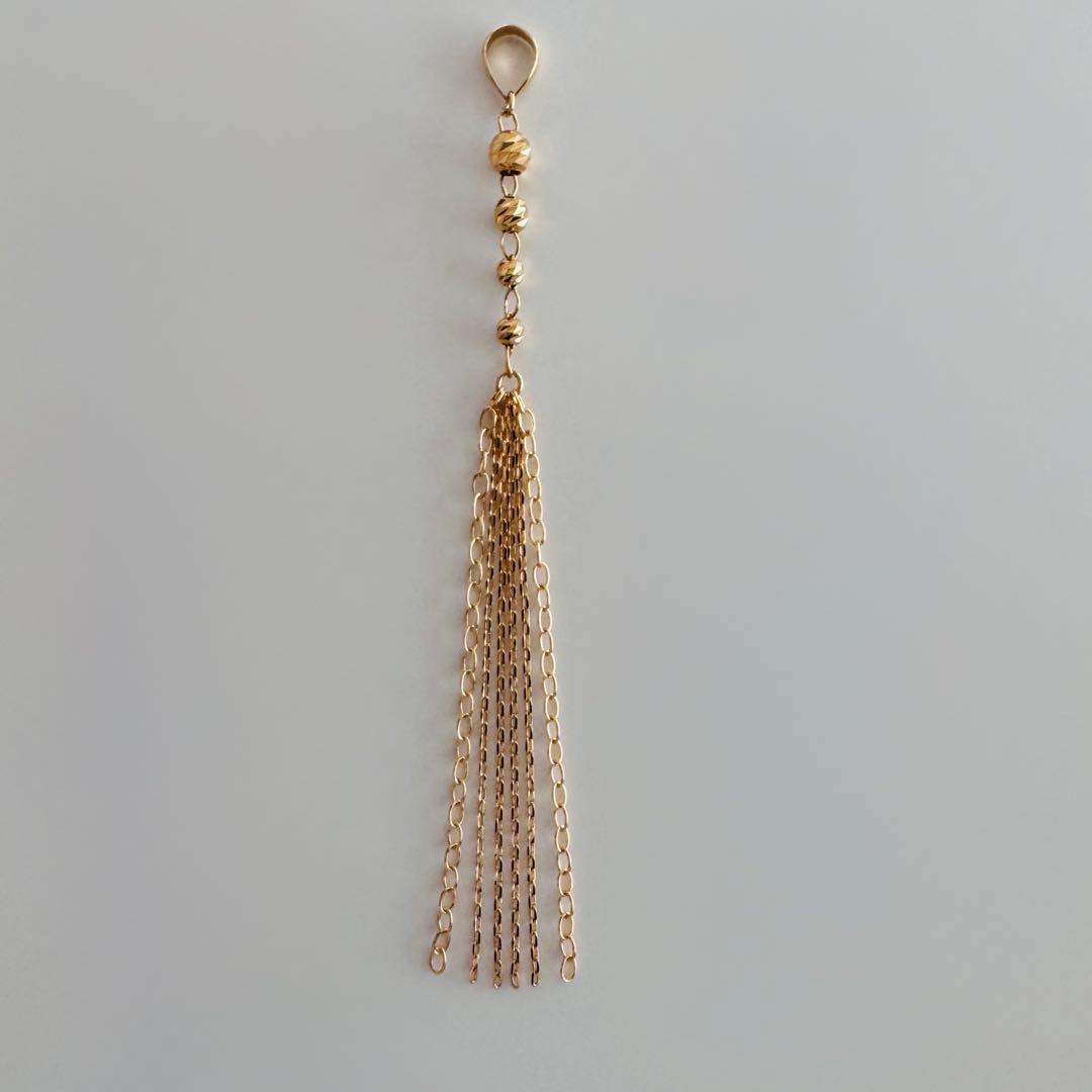 K18YG グリッタービーズ・フリンジチャーム