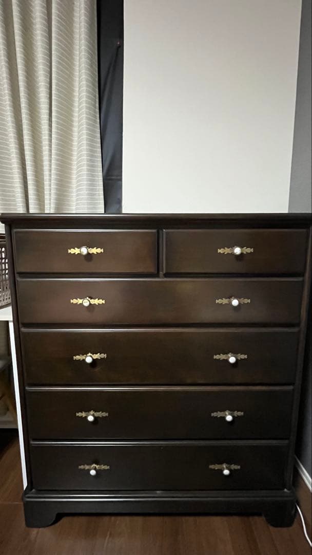 ダークブラウン 5段チェスト