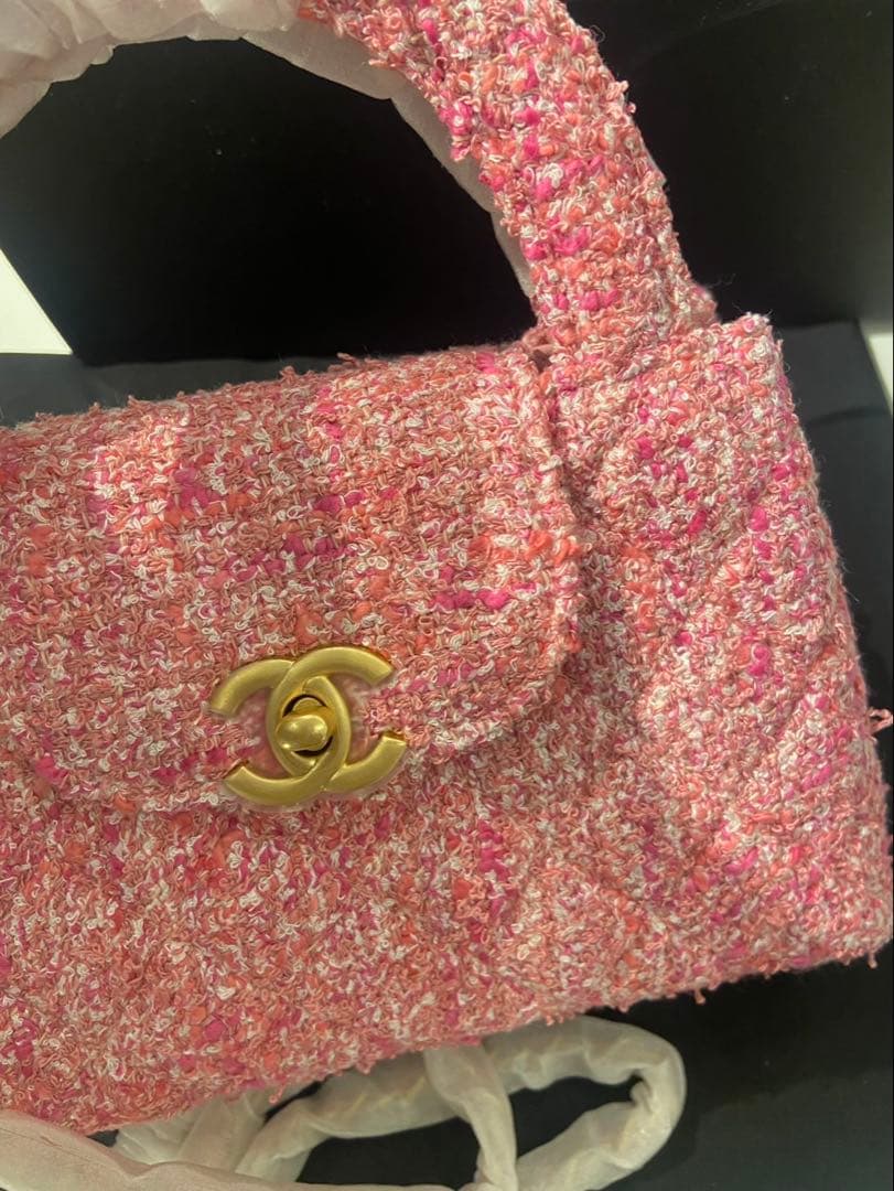 シャネル マトラッセ ツイード ハンドバッグ ピンク ノベルティ