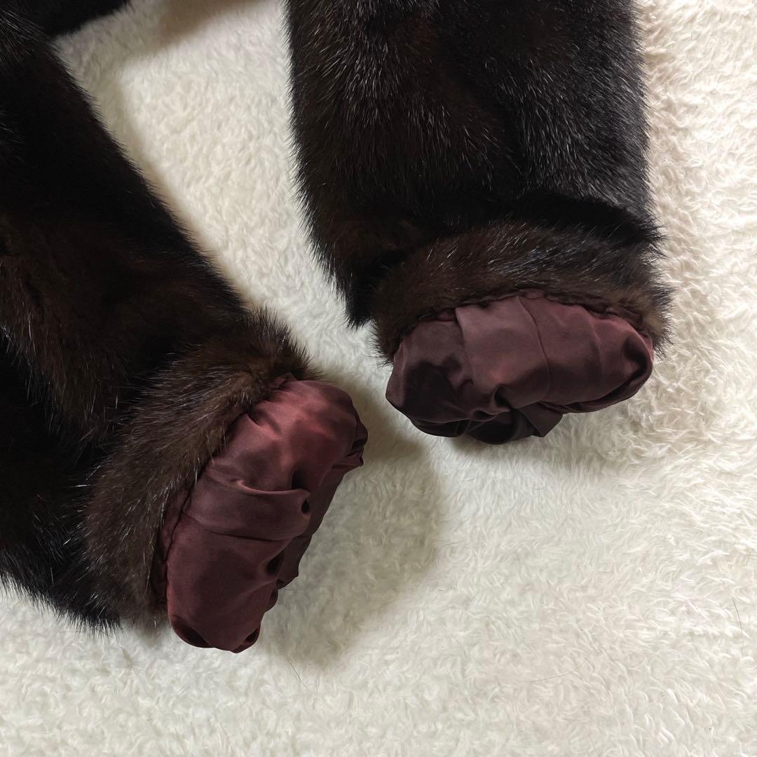 ミンク 花柄刺繍 本毛皮 コート 毛並み◎ なめし柔らか サイズL相当