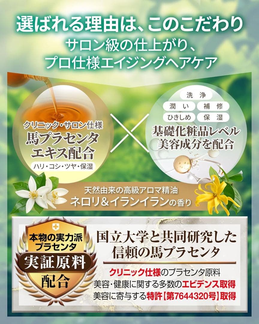 ウマプラセンタグロー シャンプー400ml 馬プラセンタエキス 西尾