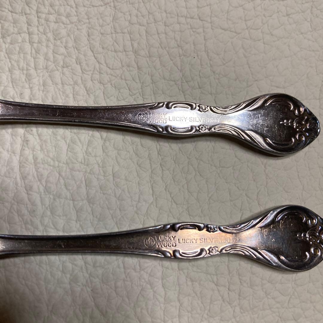 ラッキーウッド　ティースプーン2本LUCKY SILVERED 13.1×2.7