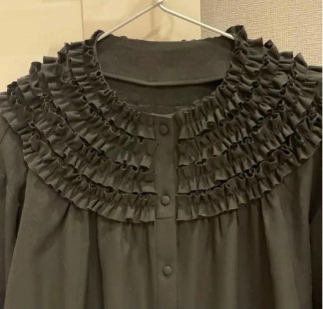 ロージーモンスター　裏起毛ミニフリルブラウス ブラック　フリー