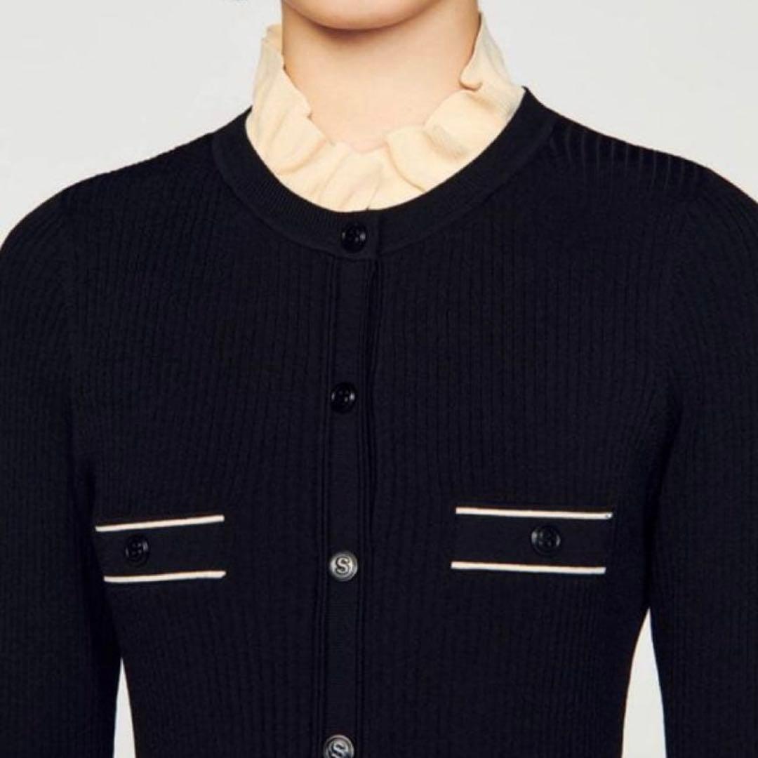 【美品】Sandroサンドロ/リブニットロングワンピース黒34