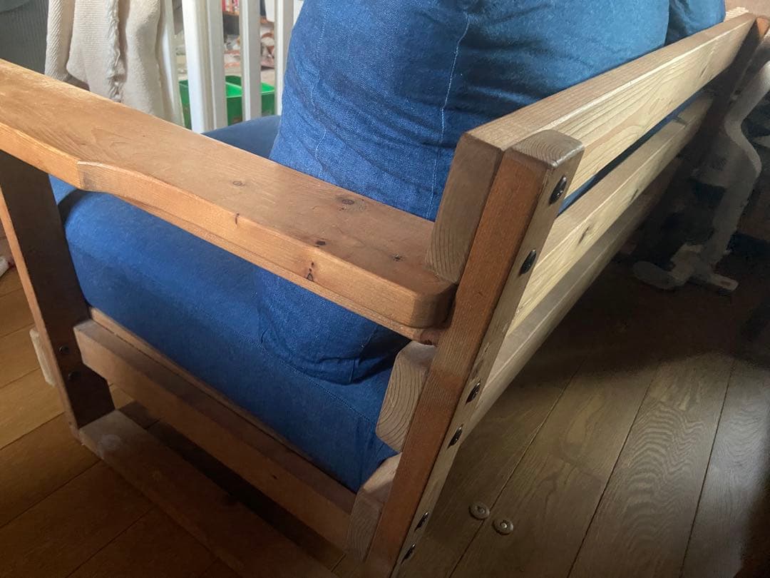 【値下げ】2人掛けソファ　無垢材　サダモクデザイン　ヴィンテージ