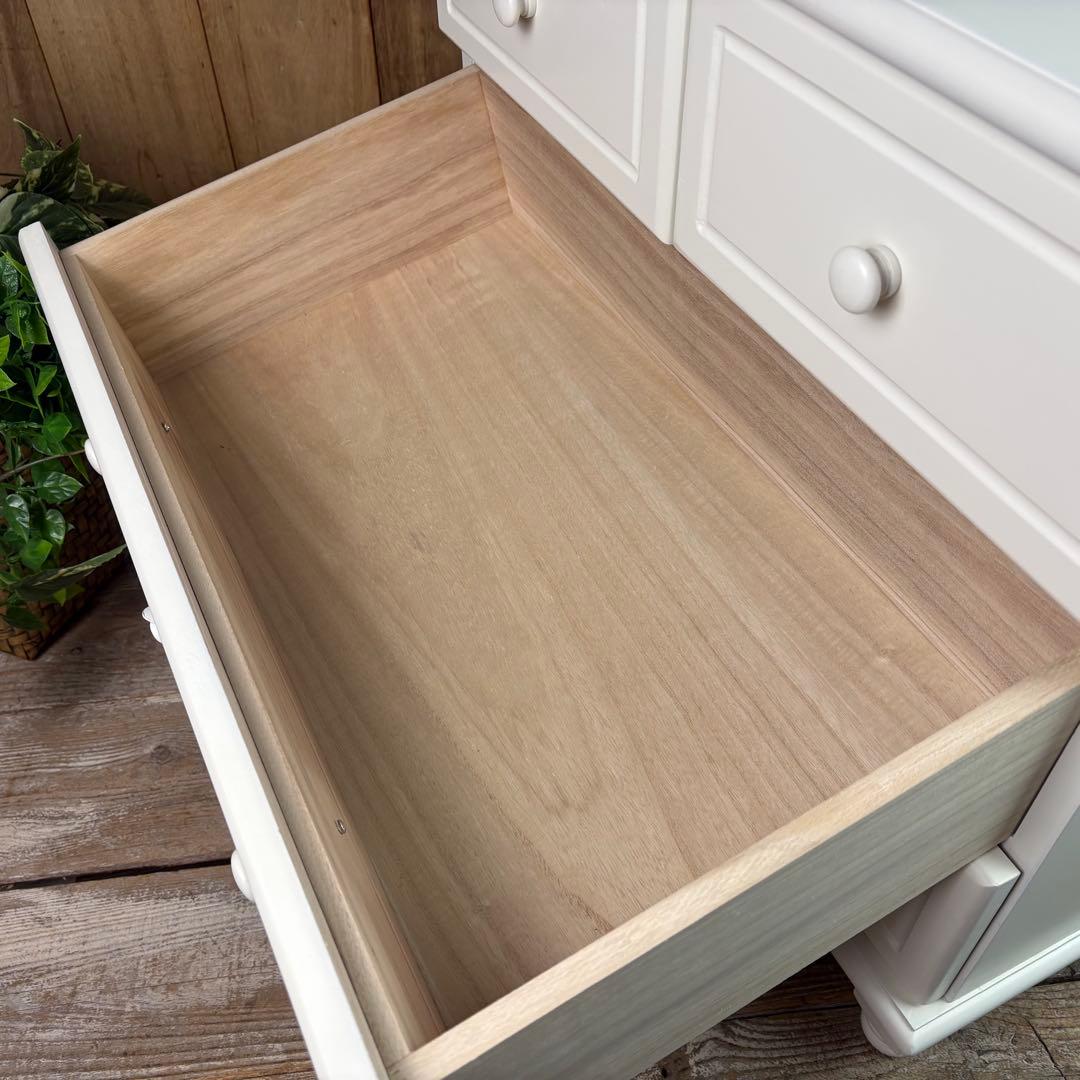 訳あり品！【93】フレンチ調ホワイトチェスト三段四つ引き木製収納家具姫系タンス